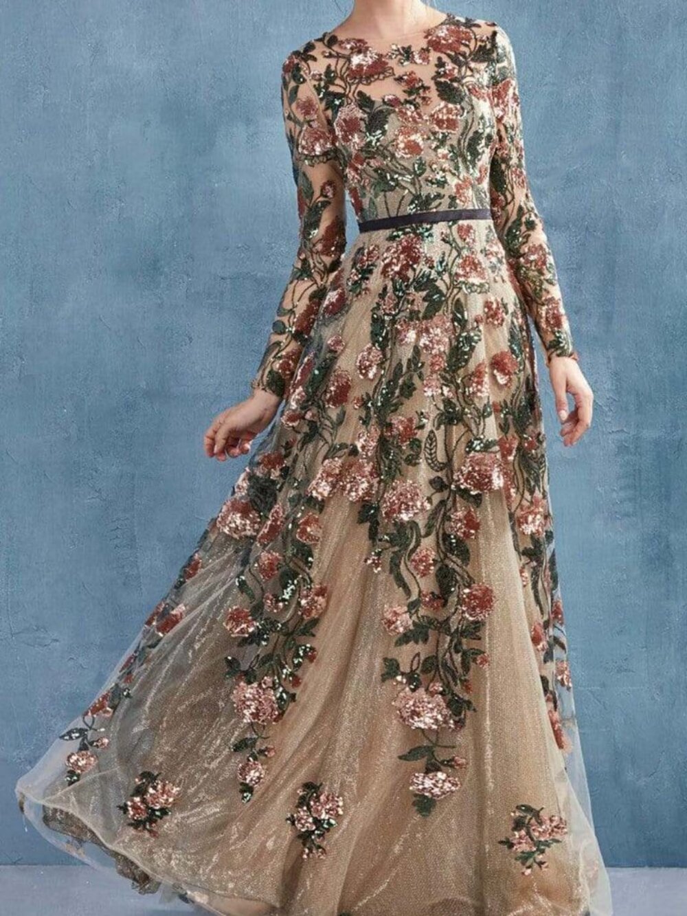 NWT Andrea and Leo A0926 Floral Sequined Pageant Dress Copper size 12